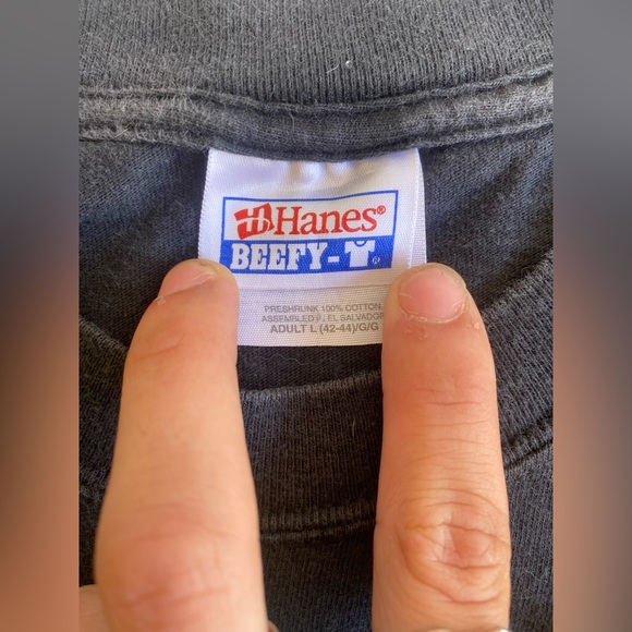 Hanes Beefy Vintage Fox Sports Net Promo Black White Graphic Tee Adult Large - Picture 3 of 6